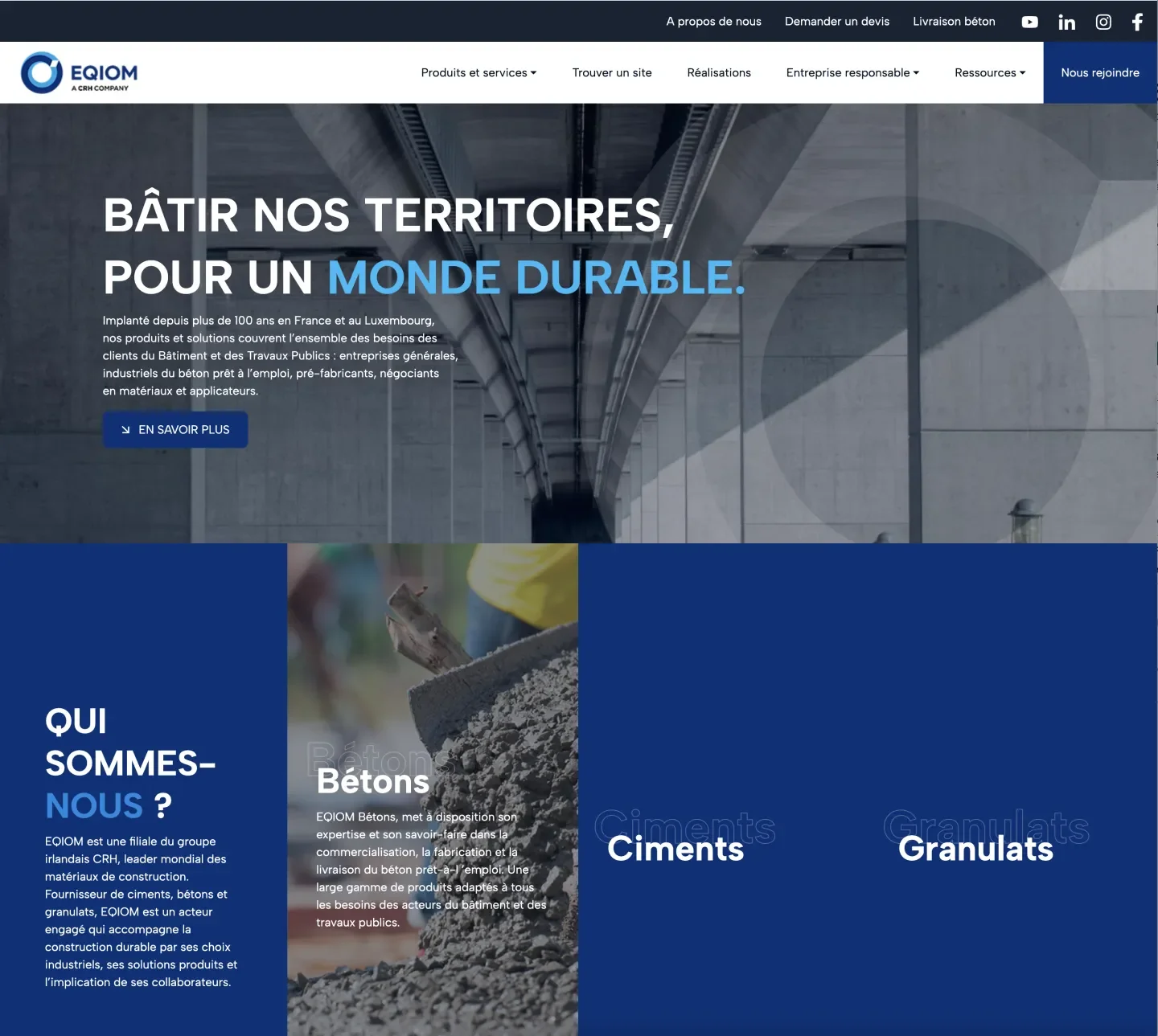 Capture d'écran site Eqiom