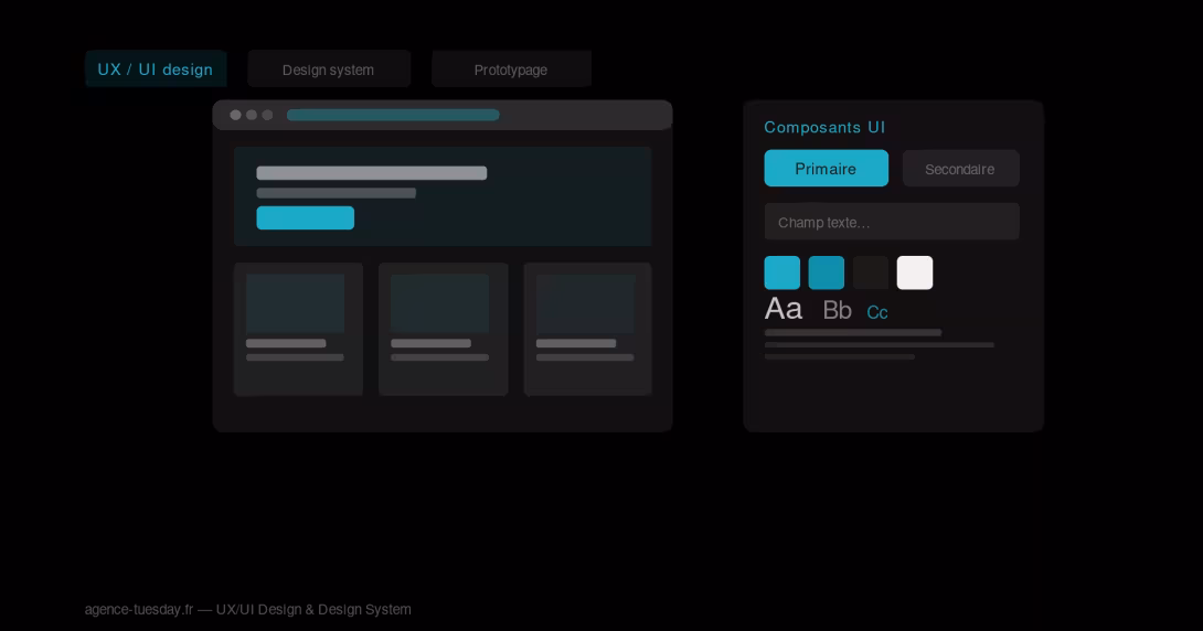 Interface UX/UI design — wireframe, composants et design system